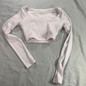 Tiger Friday White Ribbed Honest Long Sleeve Crop Top Adult XS Dance Leisure